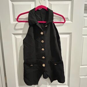 Black Sleeveless Button-Up Vest